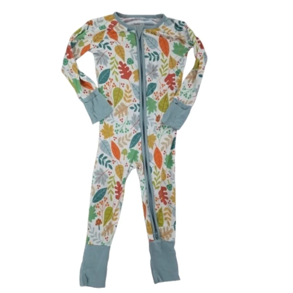 Little Sleepies - Warm Taupe Fall Leaves Bamboo Viscose Zippy